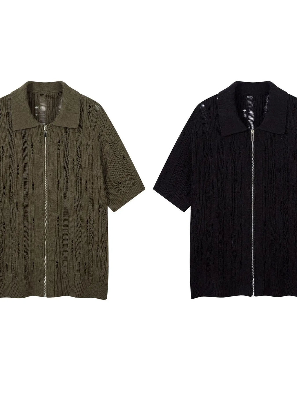 Men's Zip Up Openwork Cardigan