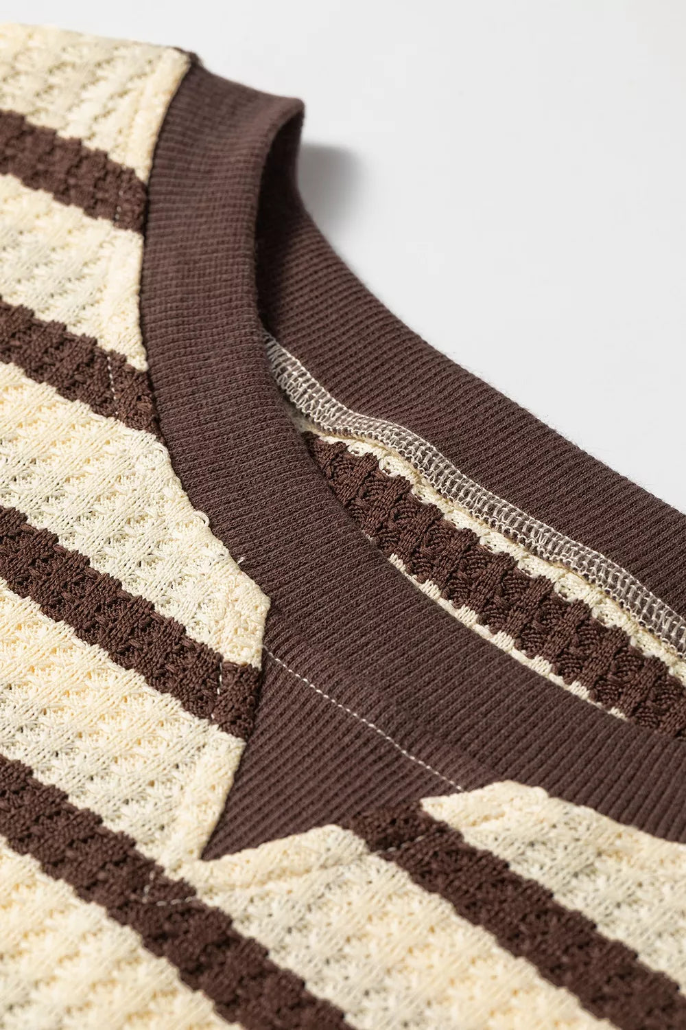 Stripe Patchwork Ribbed Cuff Casual Pullover Sweatshirt