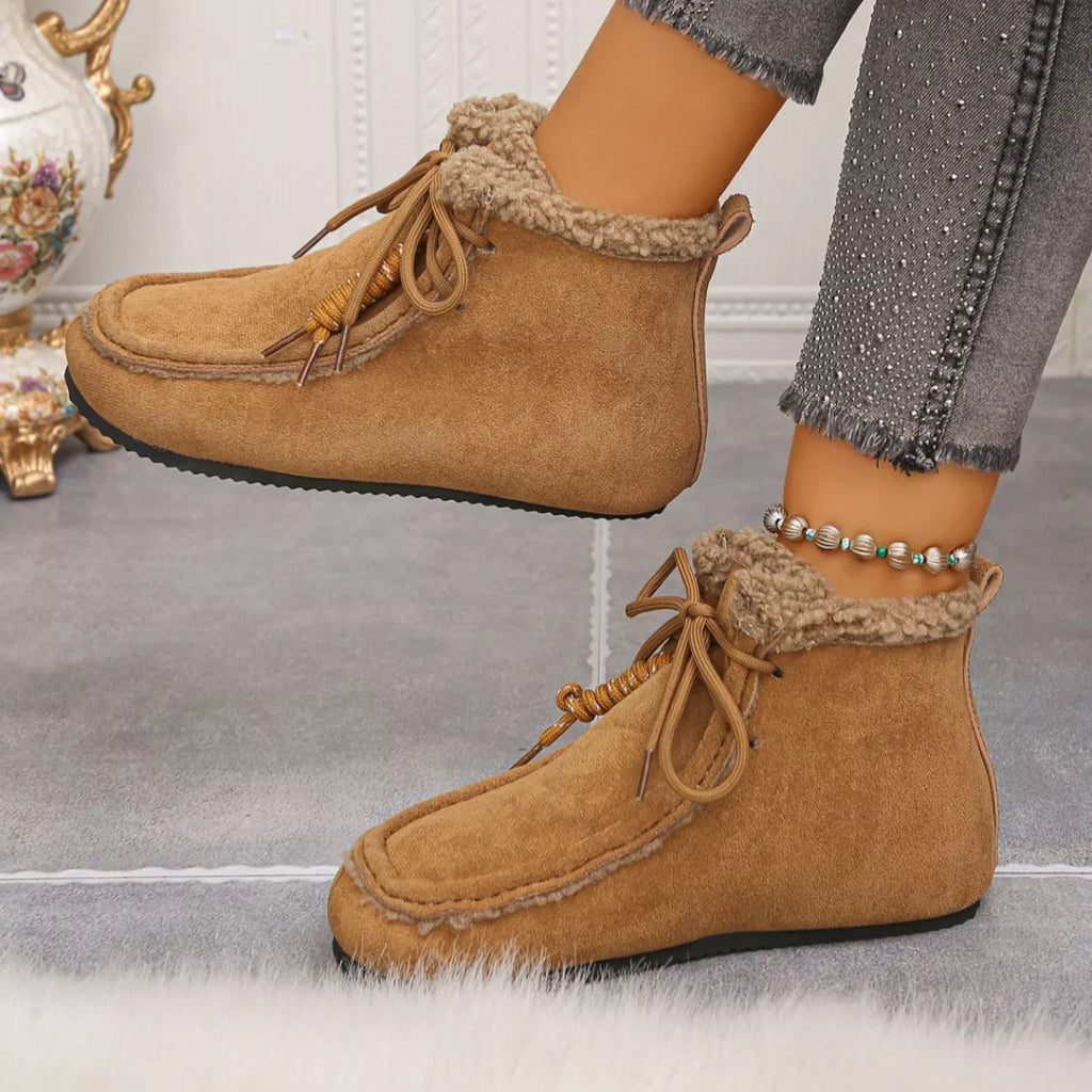 Lace Up Flats Ankle Boots