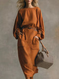 Long-Sleeve Top and Midi Skirt Set