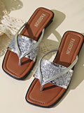 Glitter Cross-Strap Sandals