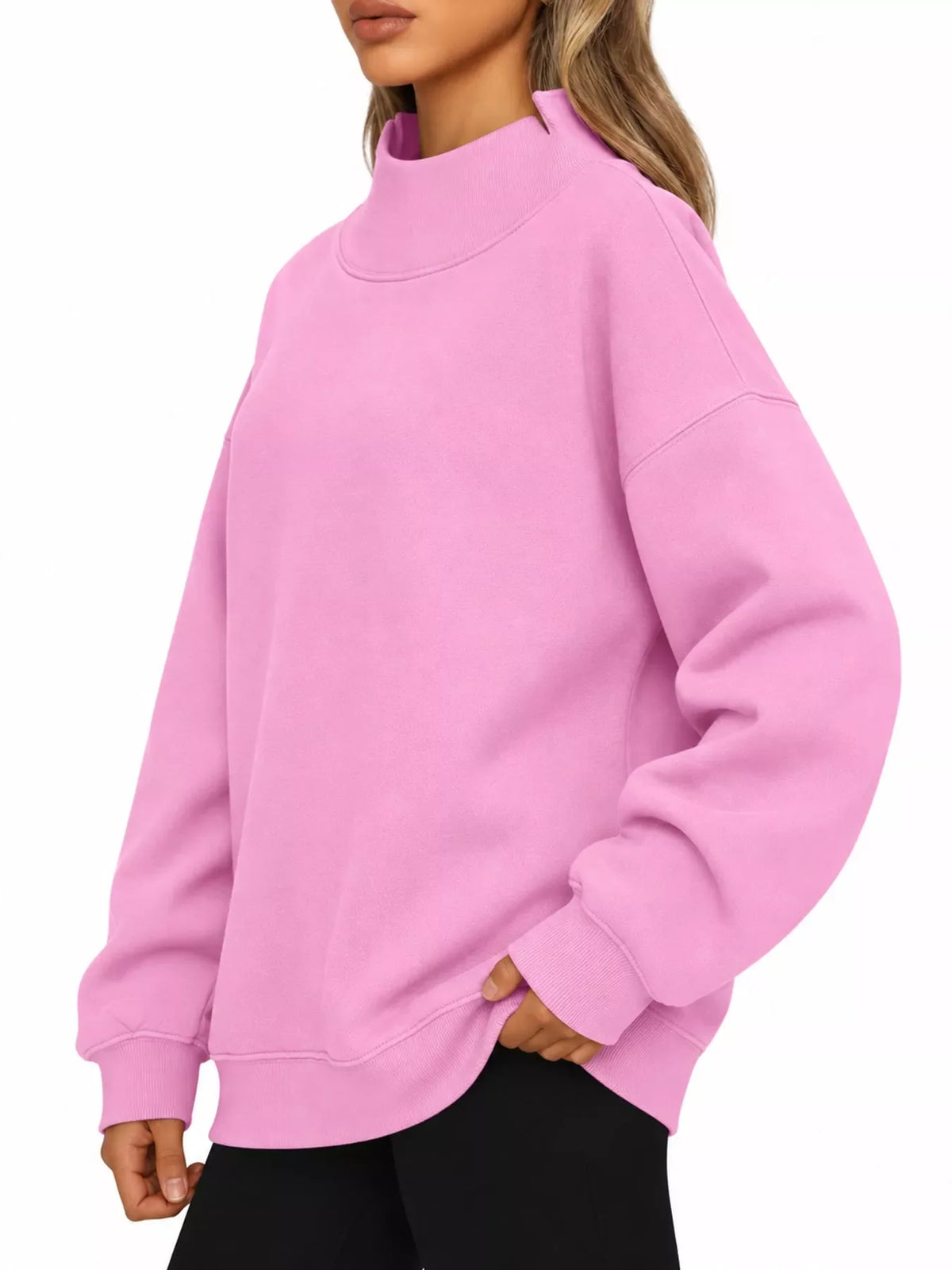 Oversized Mock Neck Long Sleeve Sweatshirt