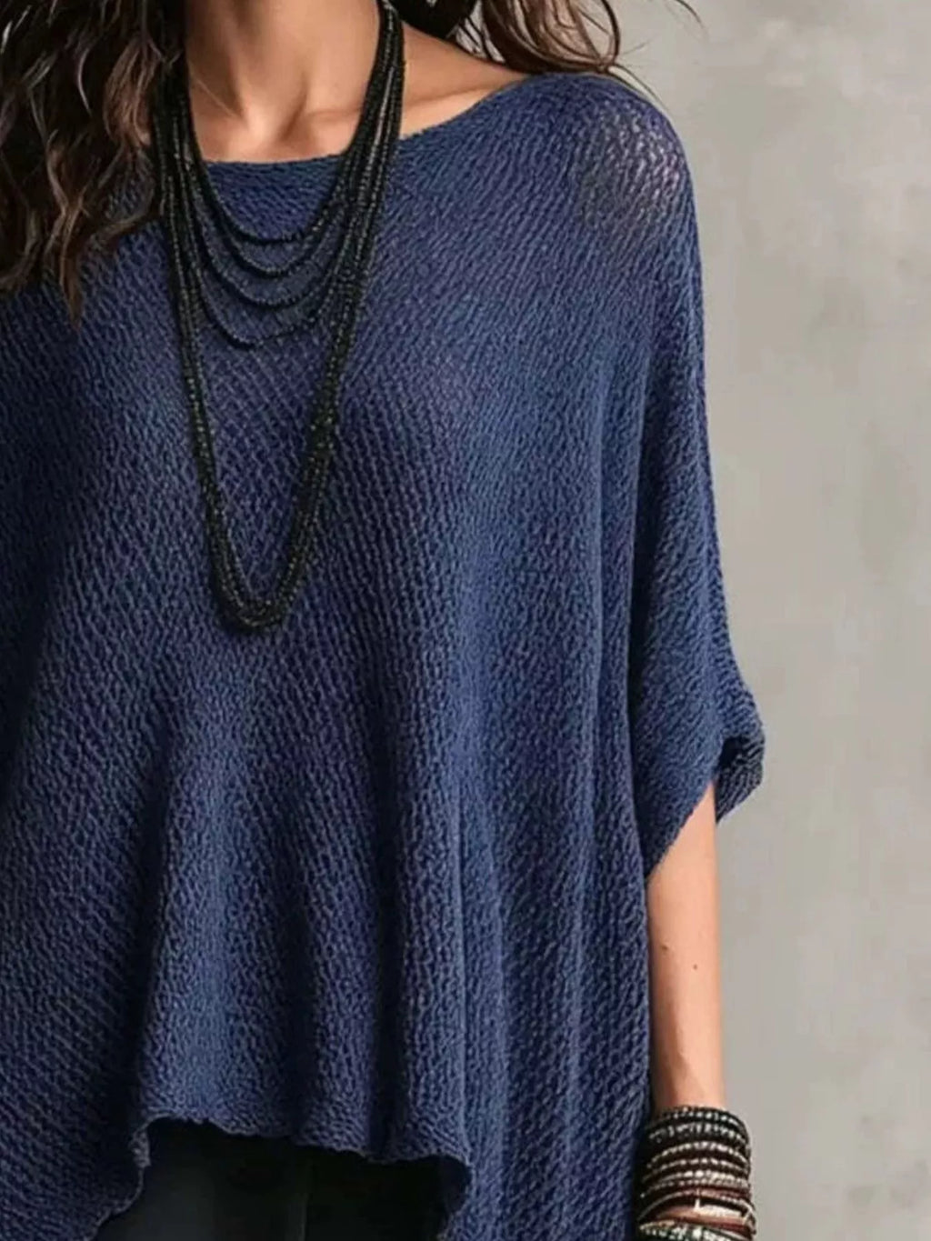 Full Size Loose Knit Round Neck Top Plus Size