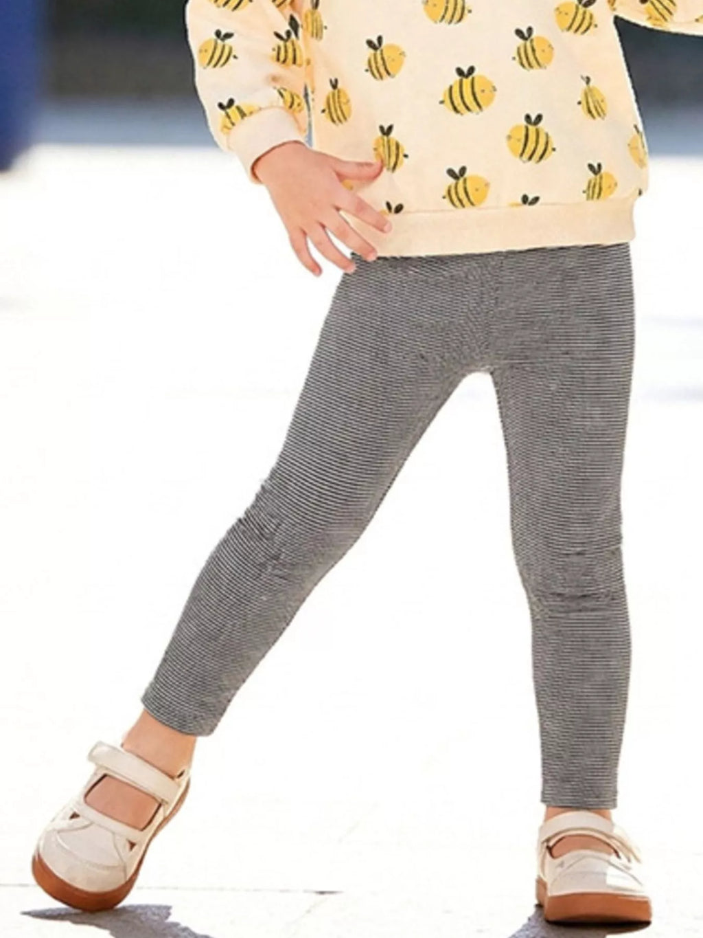 Children's Bee Print Sweatshirt and Leggings Two-Piece Set