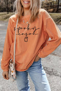 Spooky Season Ghost Letter Cozy Ribbed Pullover Sweatshirt