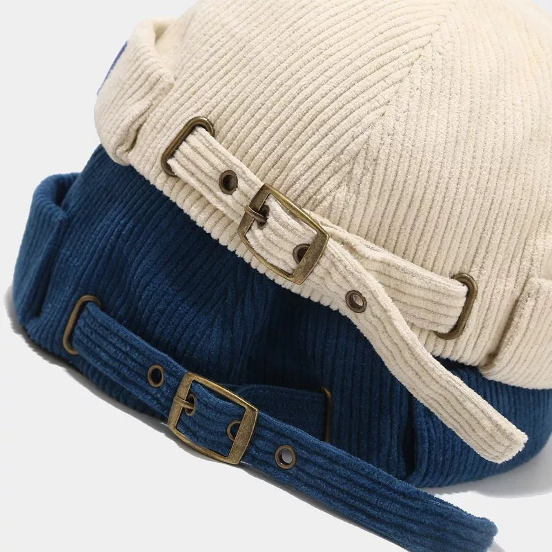 Corduroy Buckle Adjustable Hat