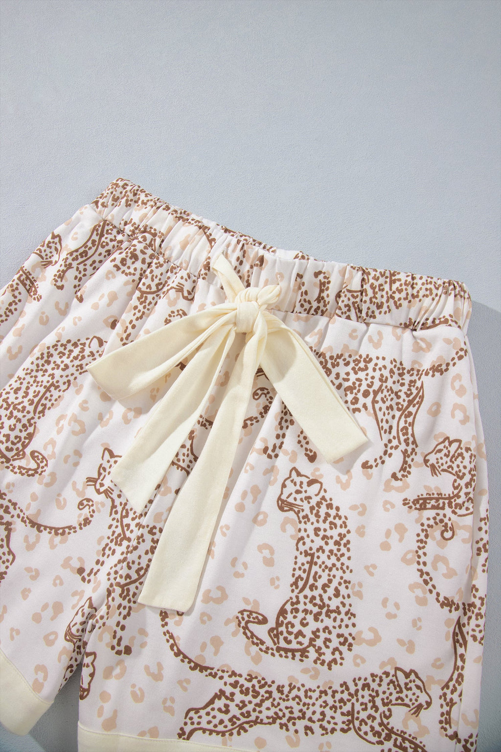 Yellow Leopard Print Colorblock Pocket Placket Long Sleeve Lounge Set