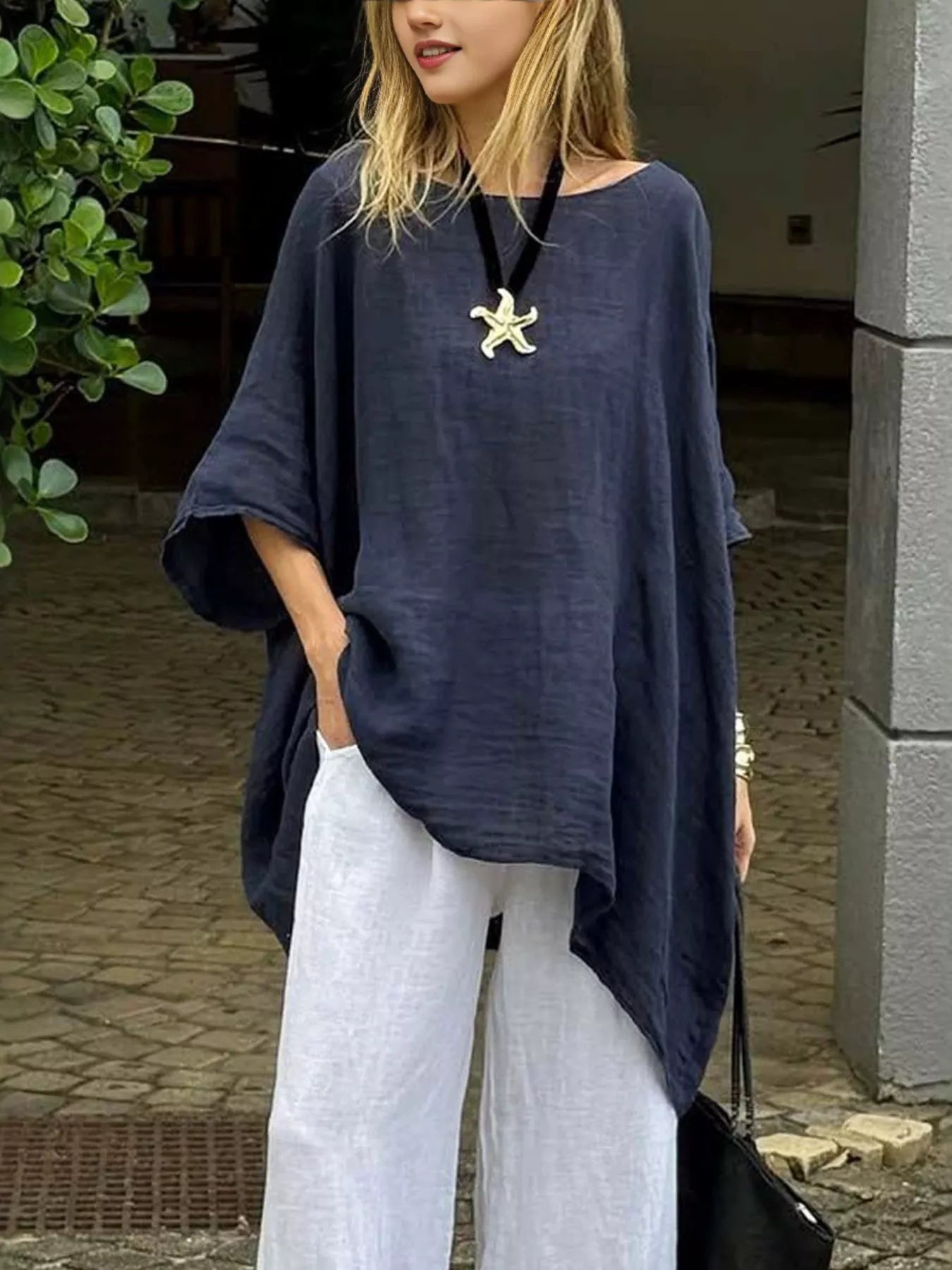 Full Size Loose Fit Asymmetrical Hem Top Plus Size