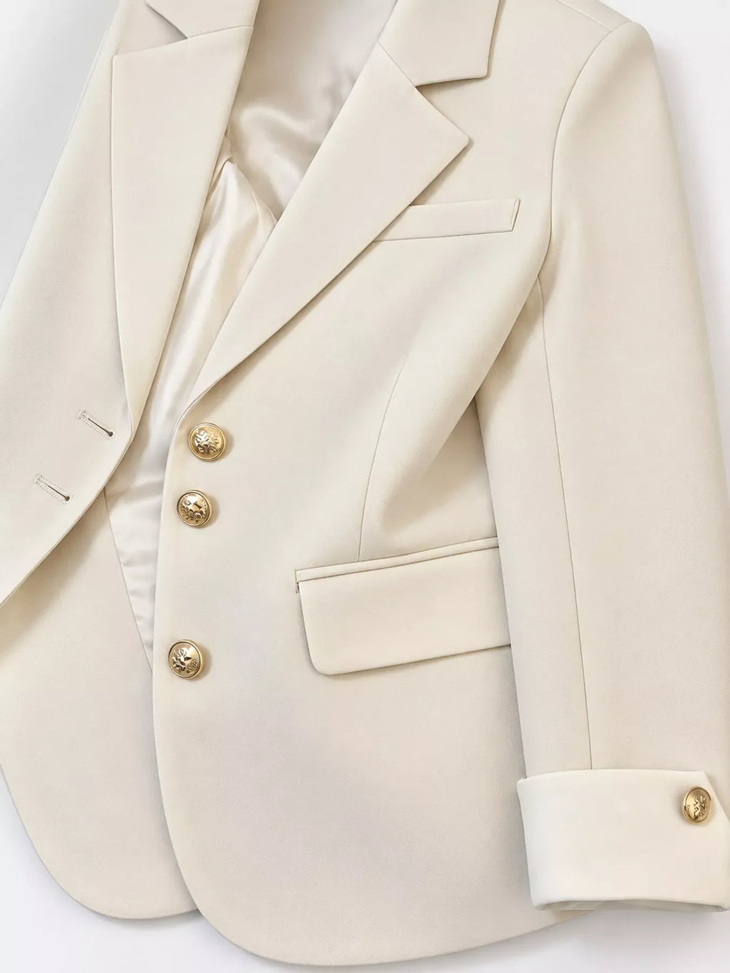 Full Size Single-Breasted Blazer with Gold Button Accents Plus Size