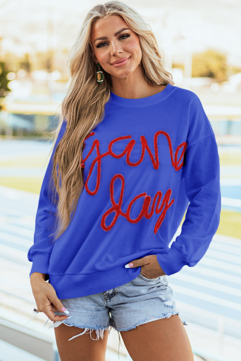 GAME DAY Tinsel Drop Shoulder Sweatshirt