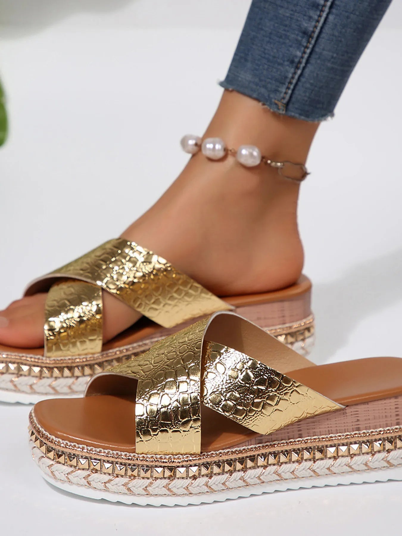 Cross-Strap Platform Sandals