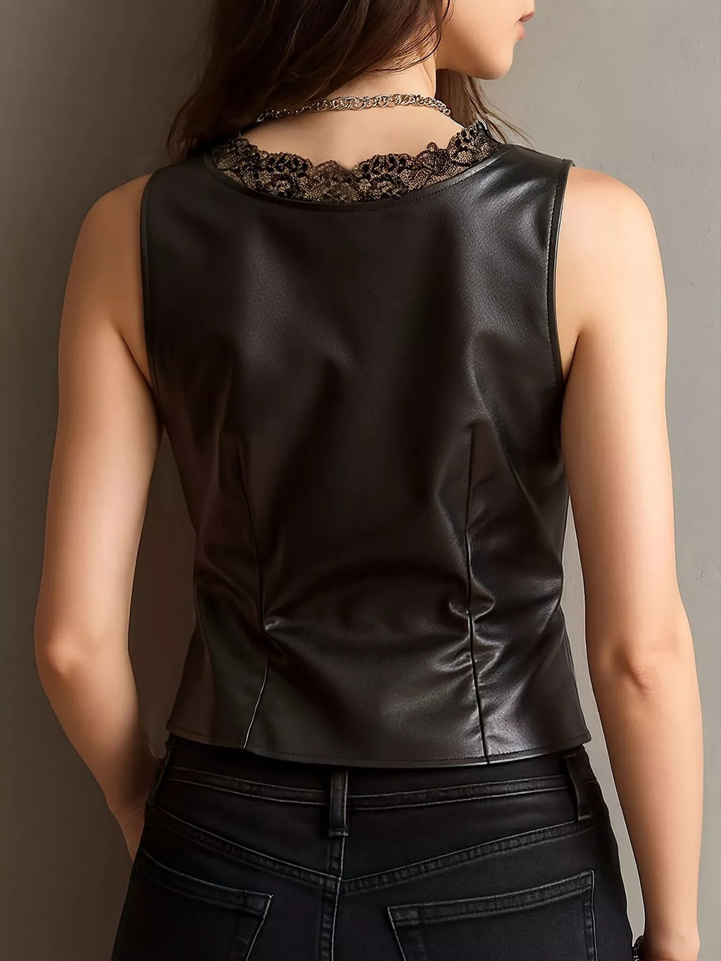 Lace-Trimmed Button Down Tank