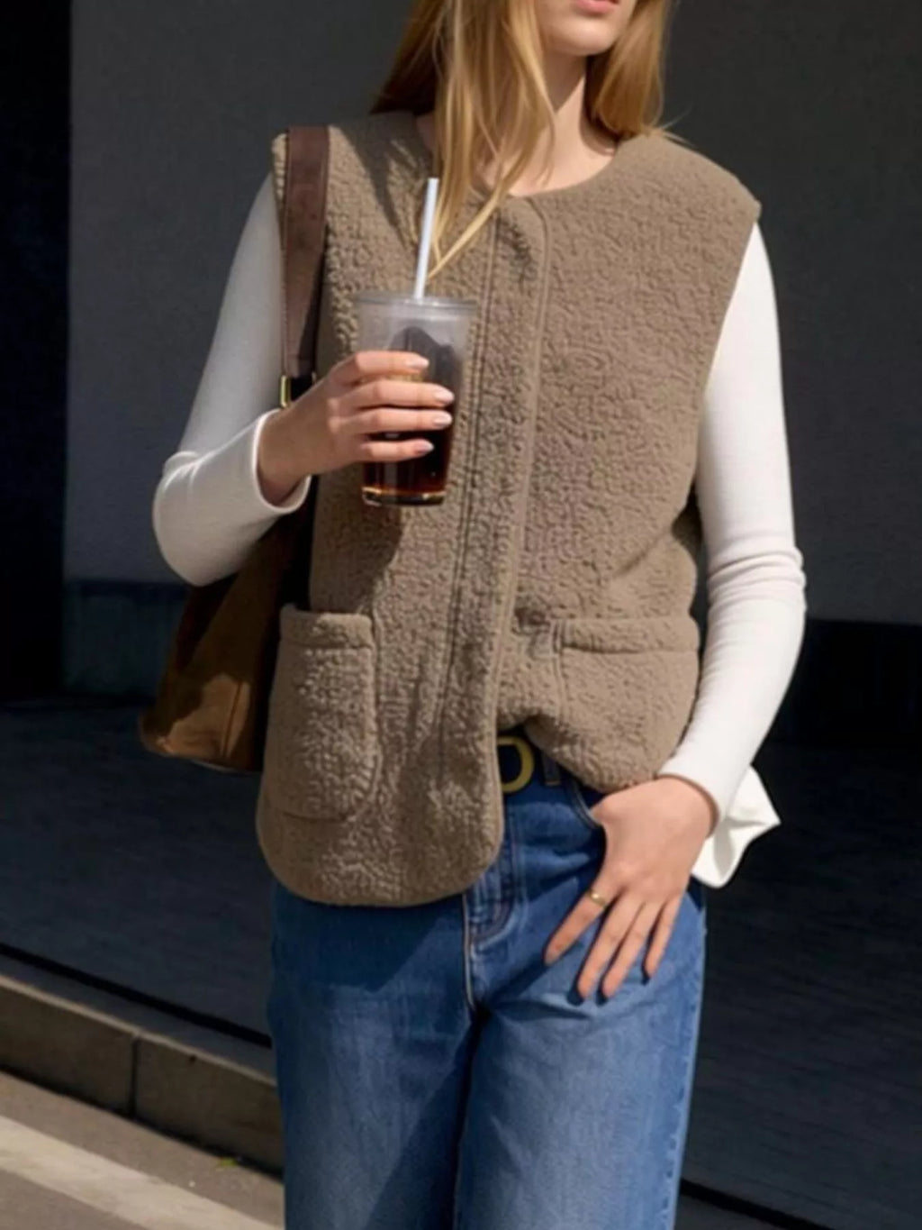 Sherpa Sleeveless Vest Coat