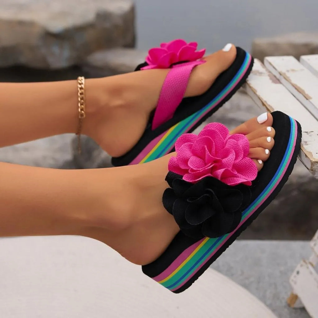 Flower Toe Post Platform Sandals