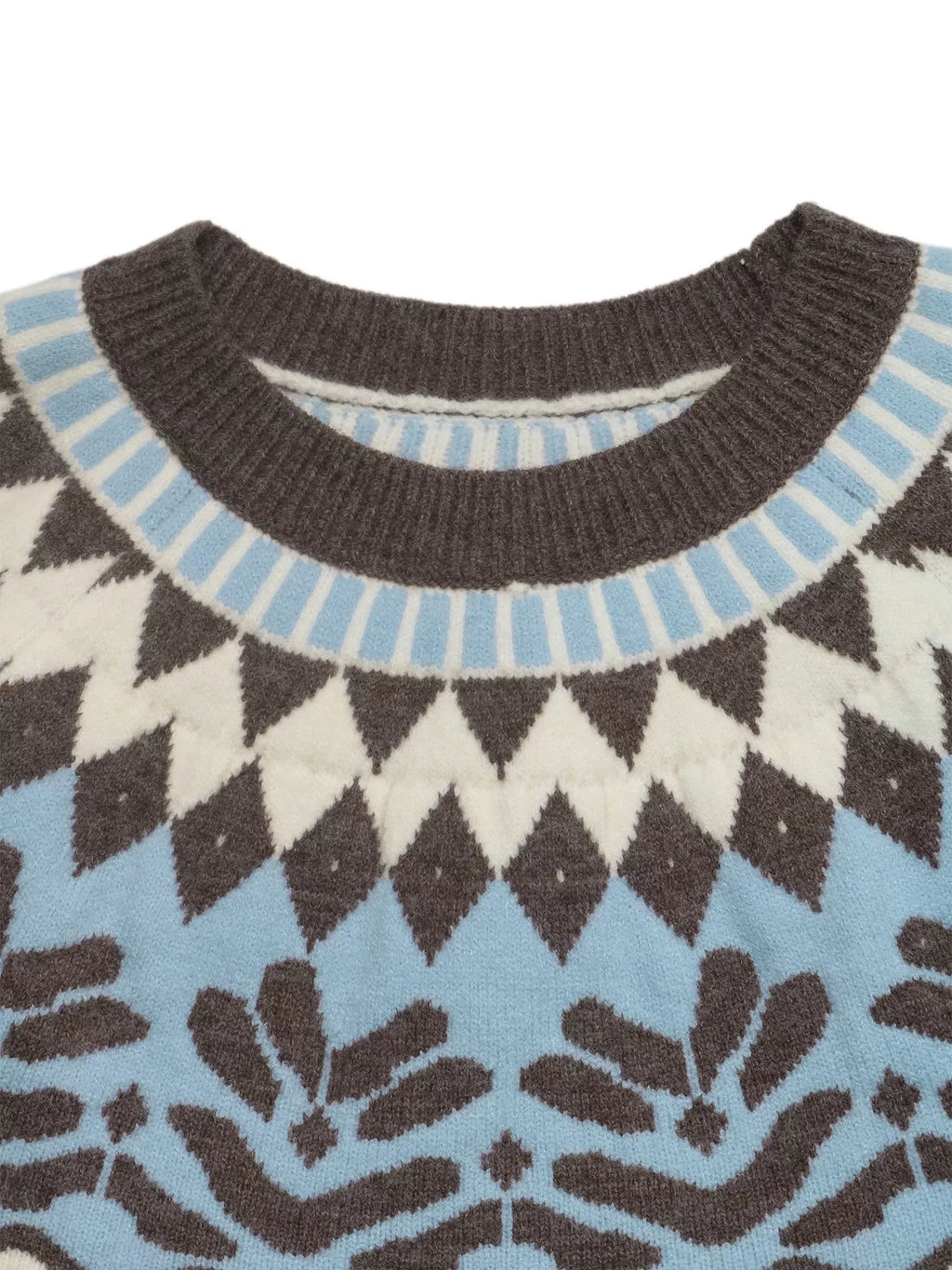 Fair Isle Pattern Round Neck Sweater