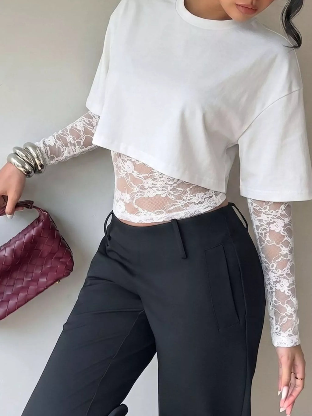 Lace Patchwork Short Sleeve T-Shirt