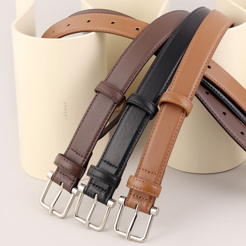 Silver Buckle Leather Belt
