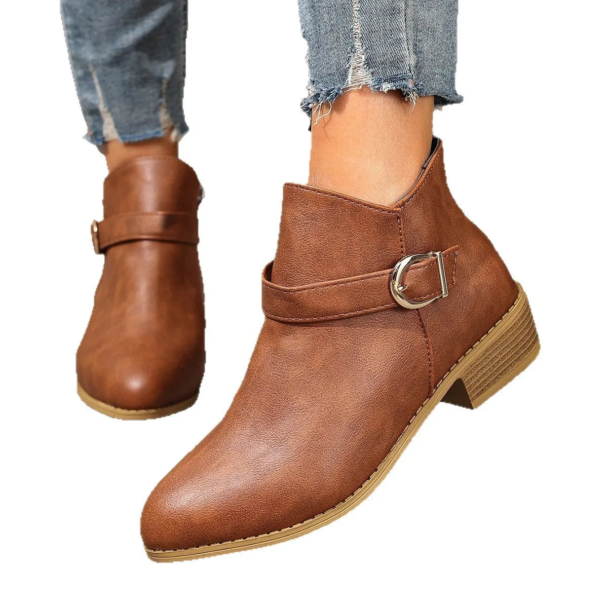 Point Toe Block Heels Boots