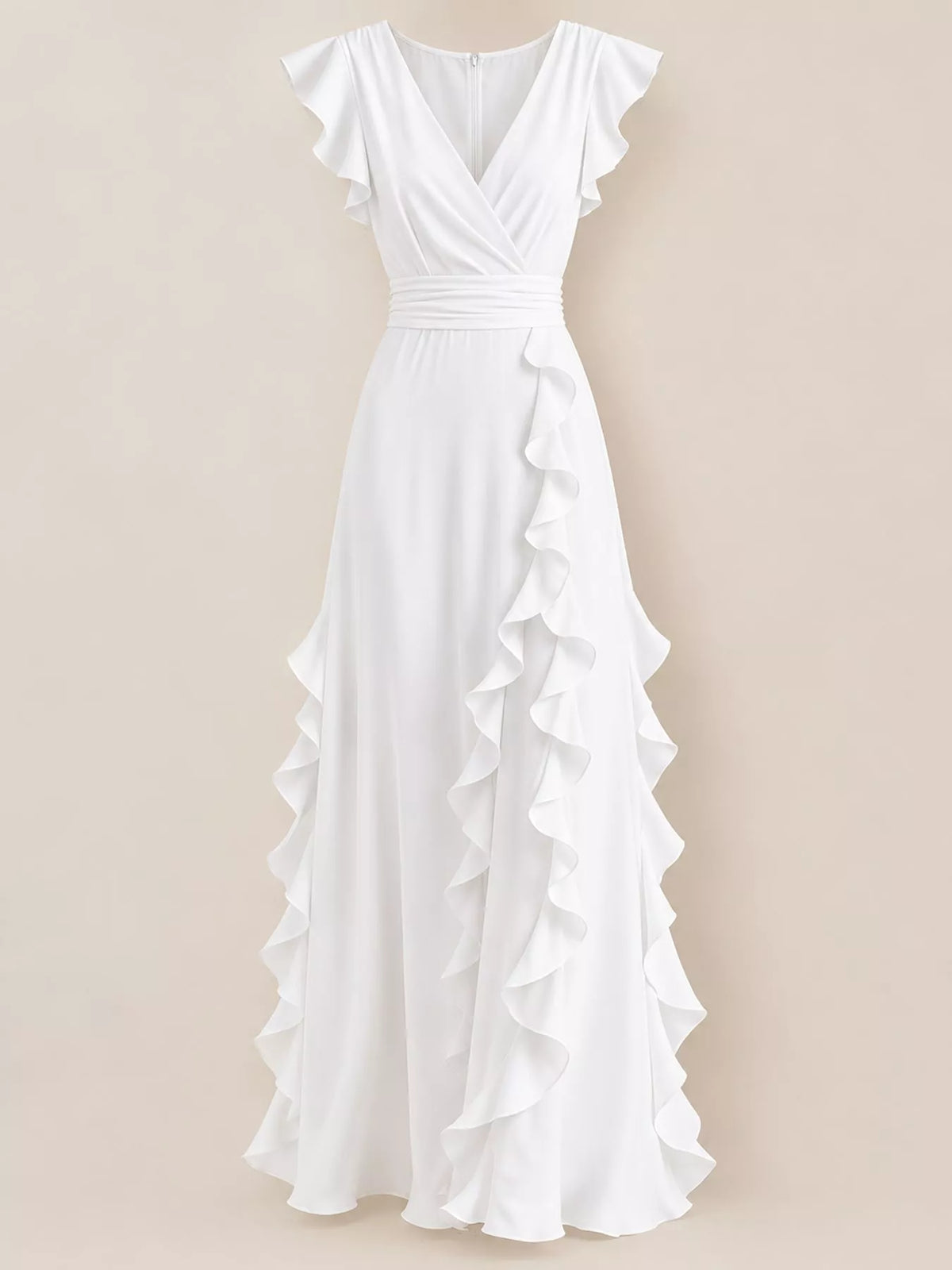 Ruffled Surplice Sleeveless Maxi Dress