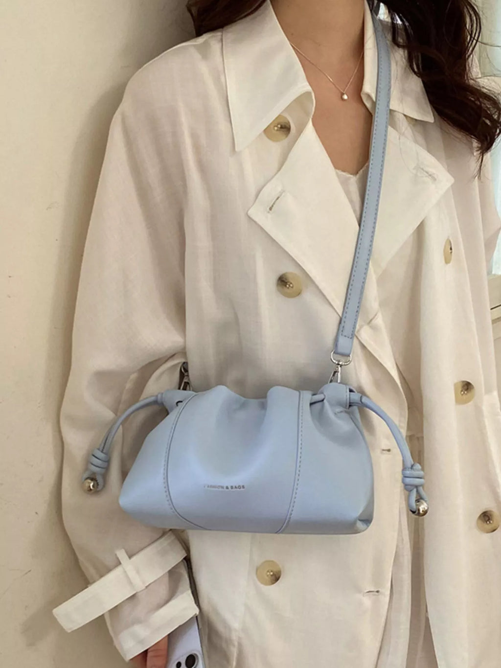 Drawstring Leather Crossbody Bag