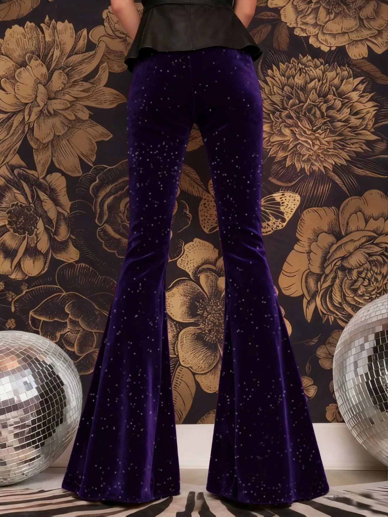 Velvet High Waist Flared Pants
