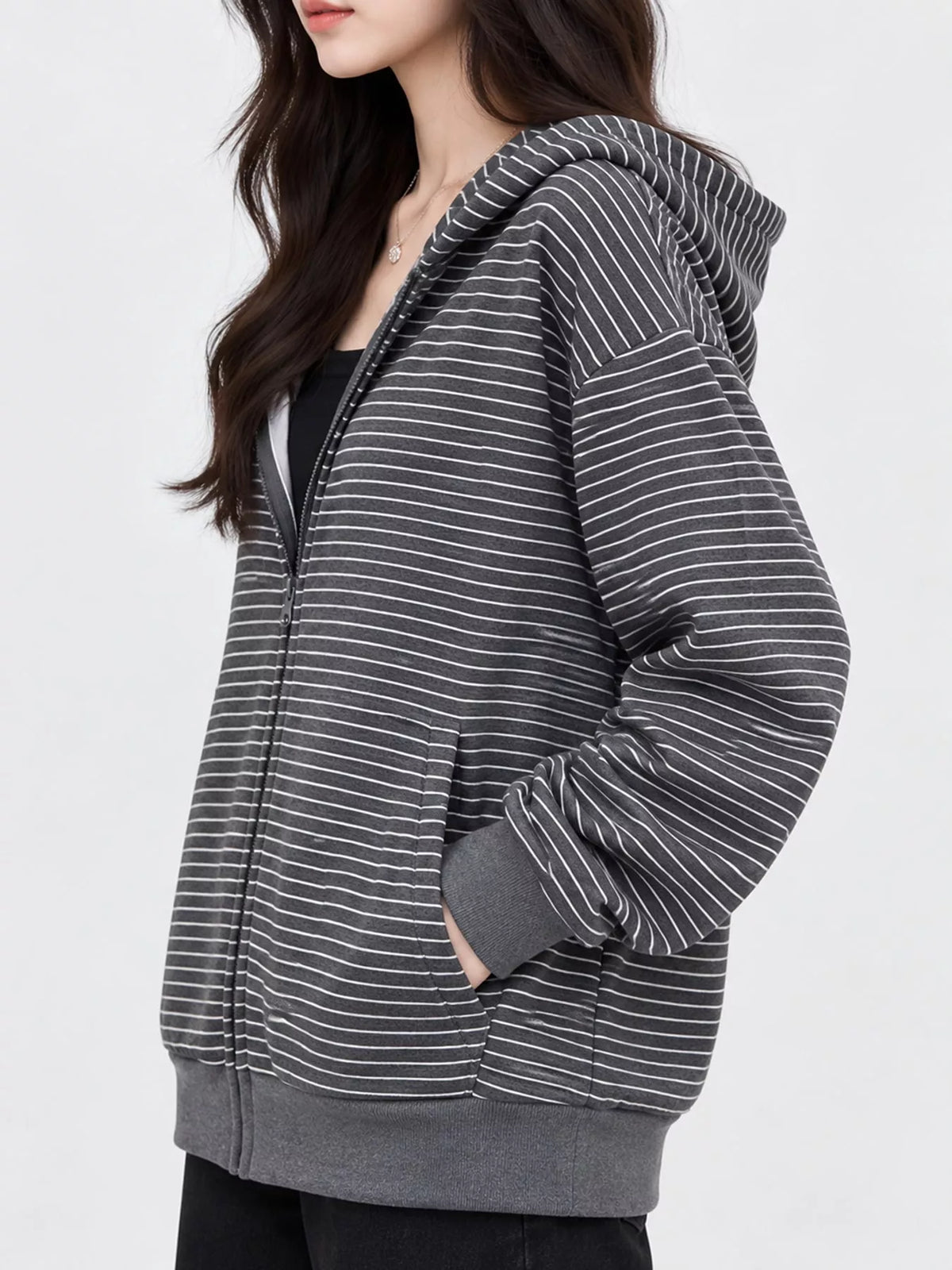 Striped Zip-Up Hoodie