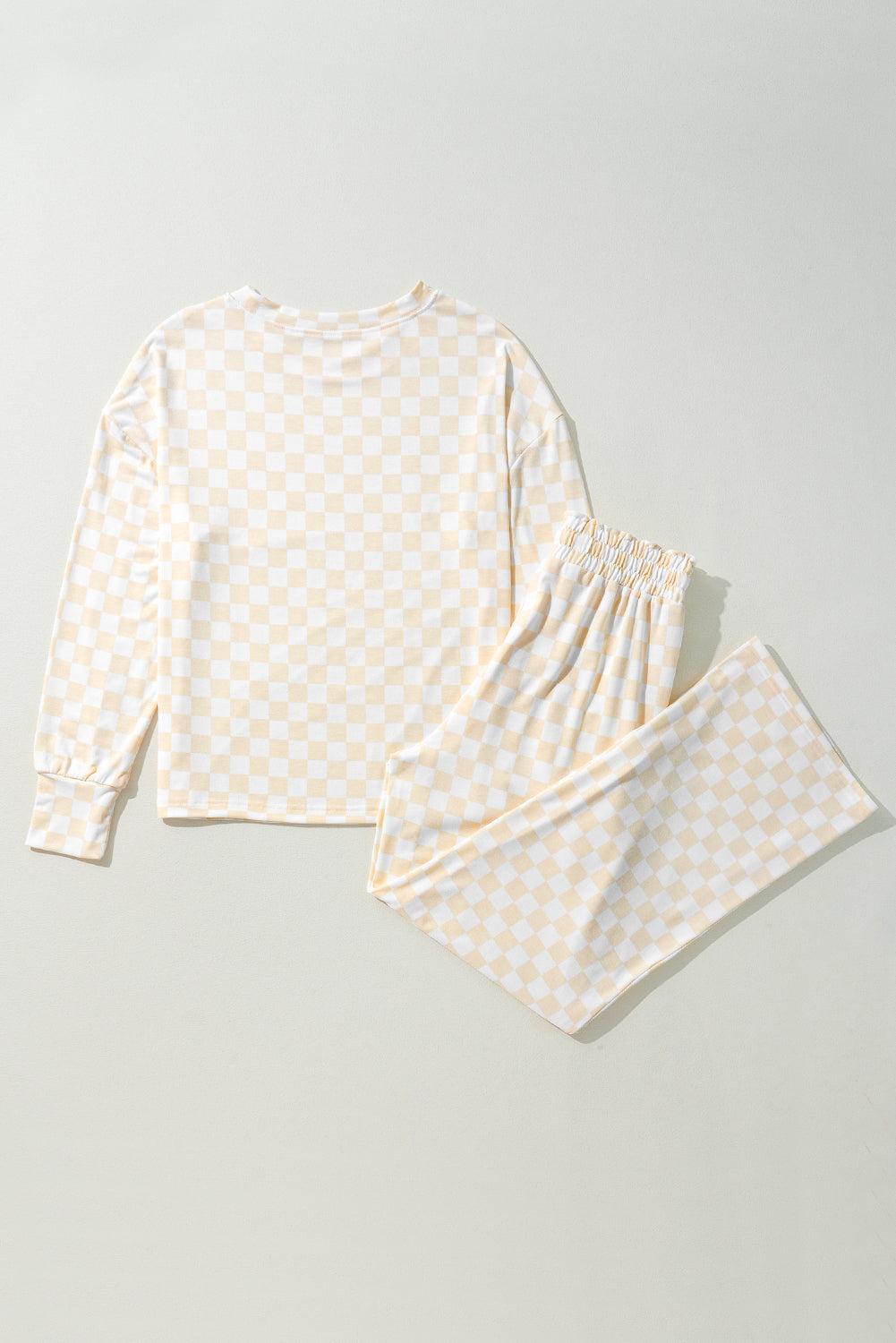 Checker Long Sleeve Top and Pants Lounge Set