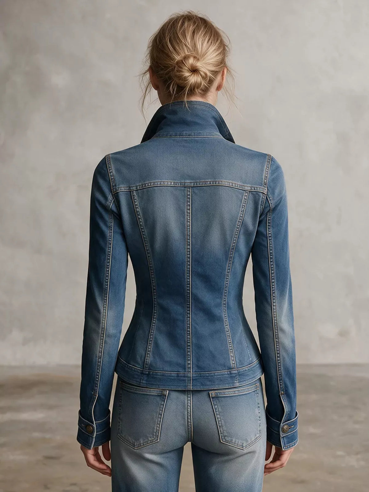Button Up Fitted Denim Jacket
