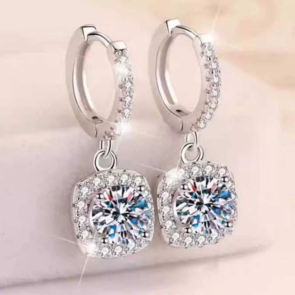 1 Carat Moissanite 925 Sterling Silver Drop Earrings