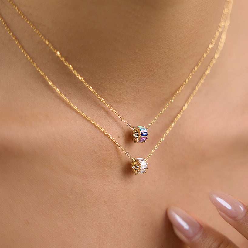 Geometric Zircon Pendant Necklace Collection