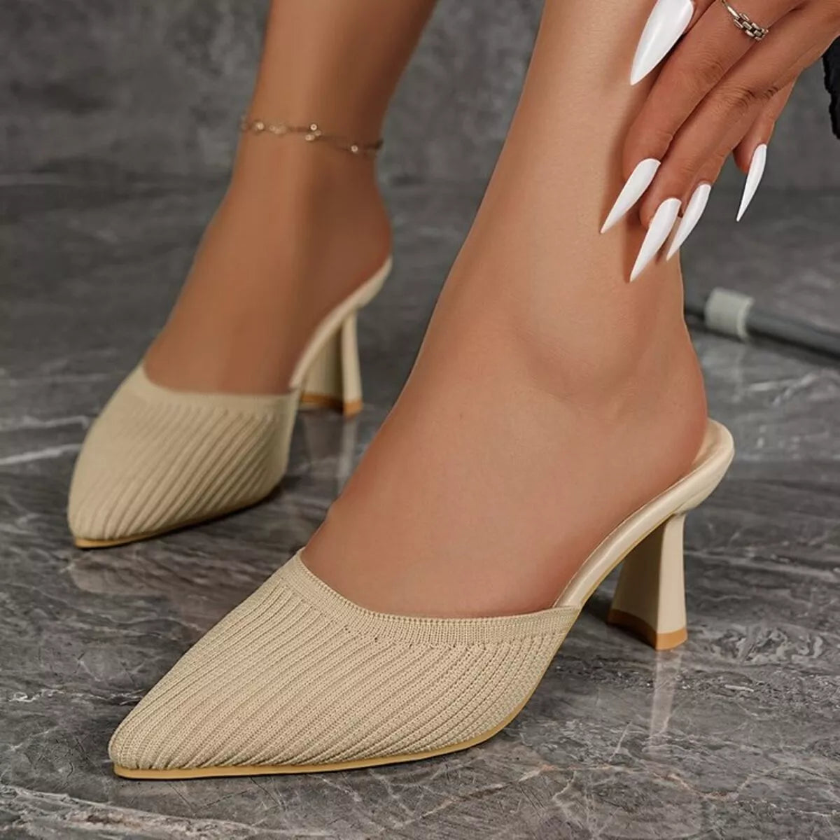 Point Toe Block Heels Sandals