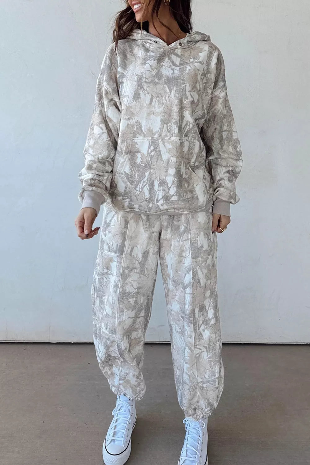 Multicolour Abstract Print Long Sleeve Elastic Waist Pant Set