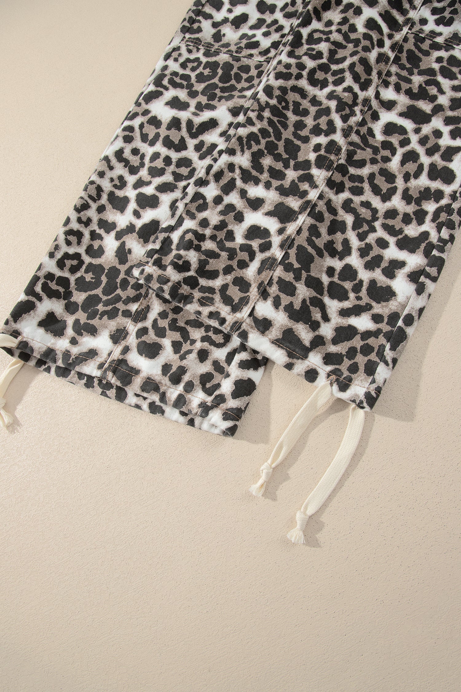 Black Leopard Print Drawstring Jogger Jeans
