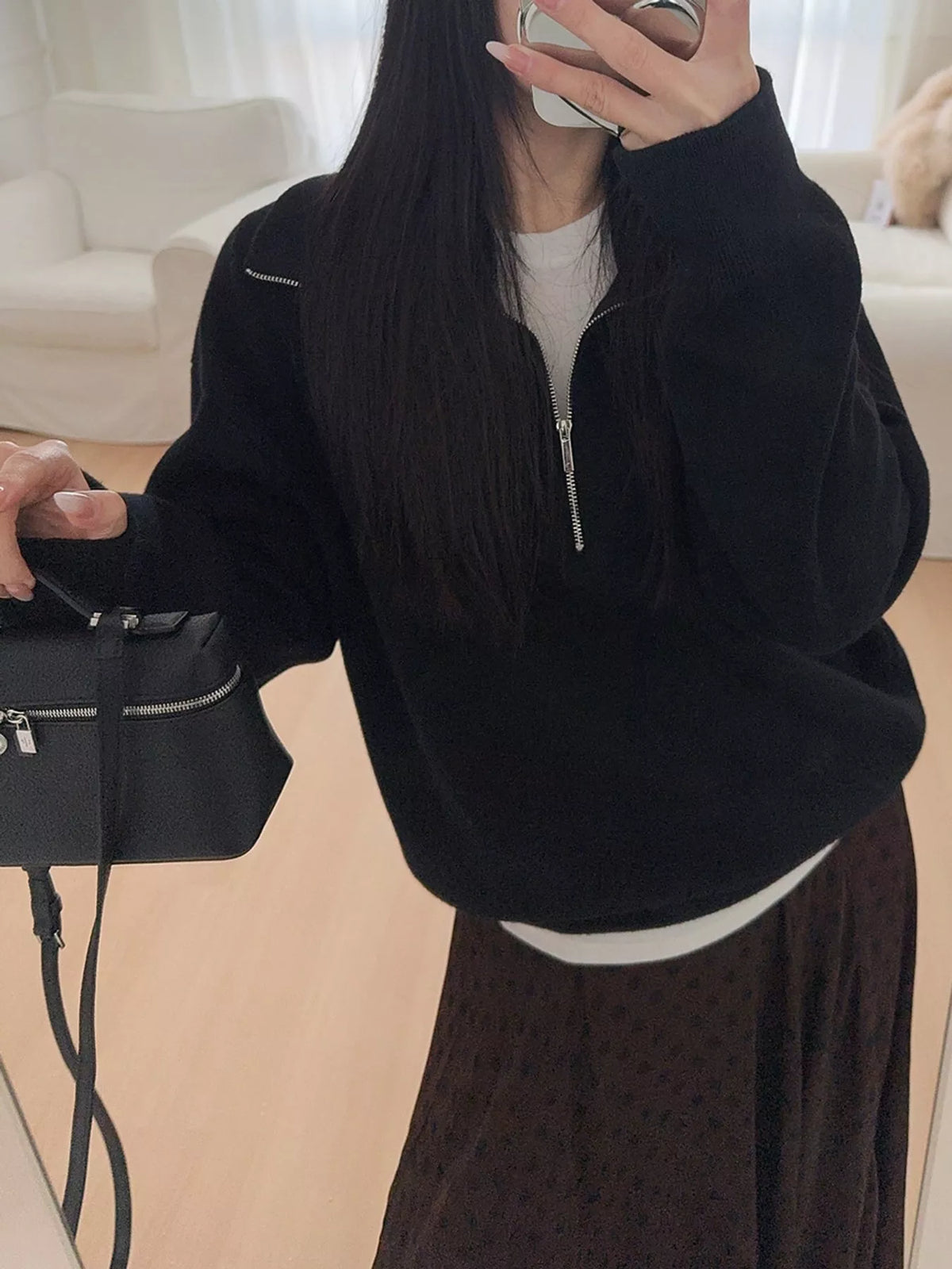 Half-Zip Dropped Shoulder Sweater