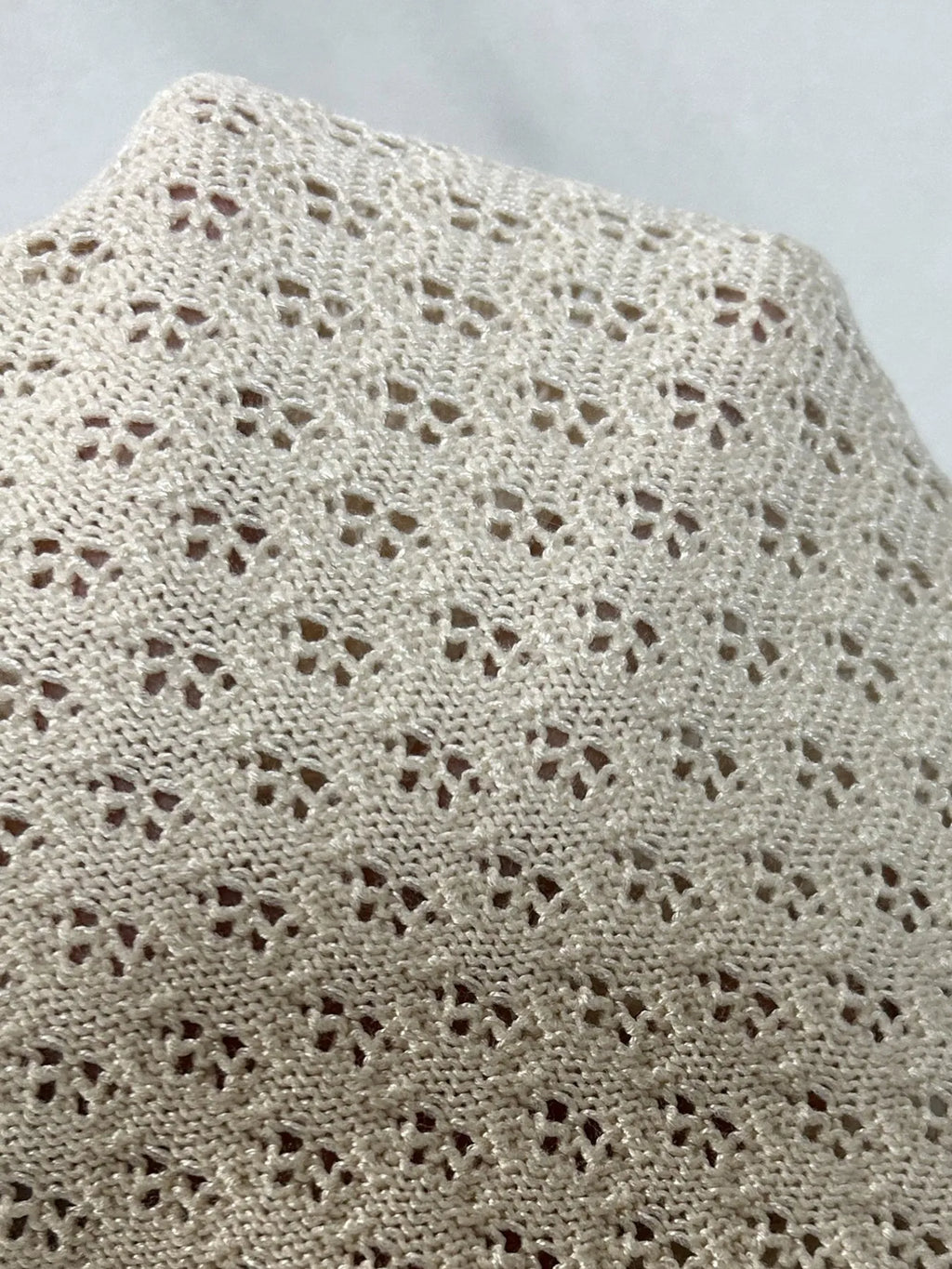 Openwork Button Up Top and Skirt Sweater Set