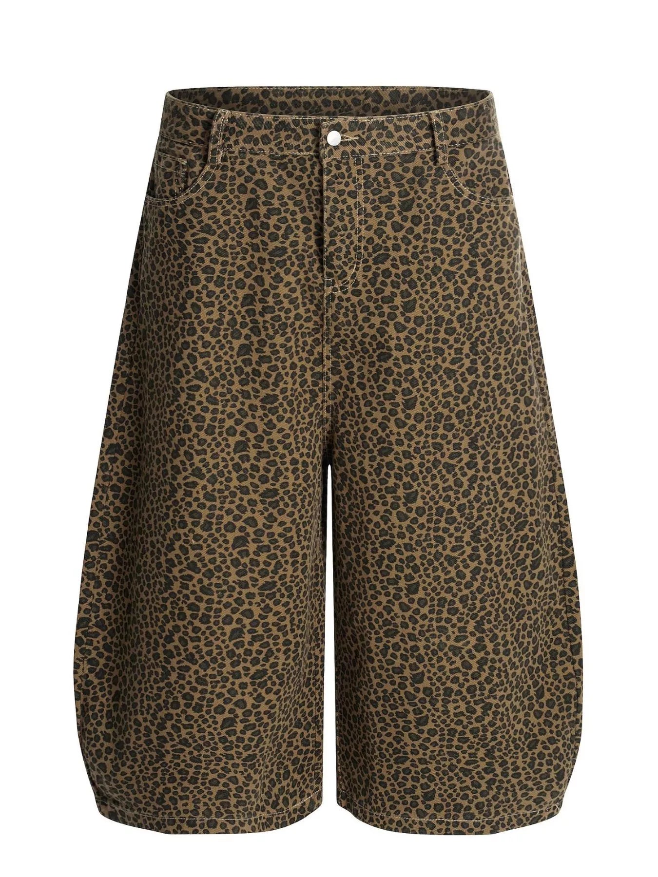 Men's Leopard Print Wide-Leg Capris