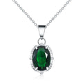 Silver High-end Green Diamond-inlaid Pendant Necklace Fashionable