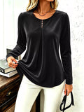 Velvet Long Sleeve Ruched Top
