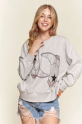 Rhinestone Accent Graphic Crew Neck Sweatshirt