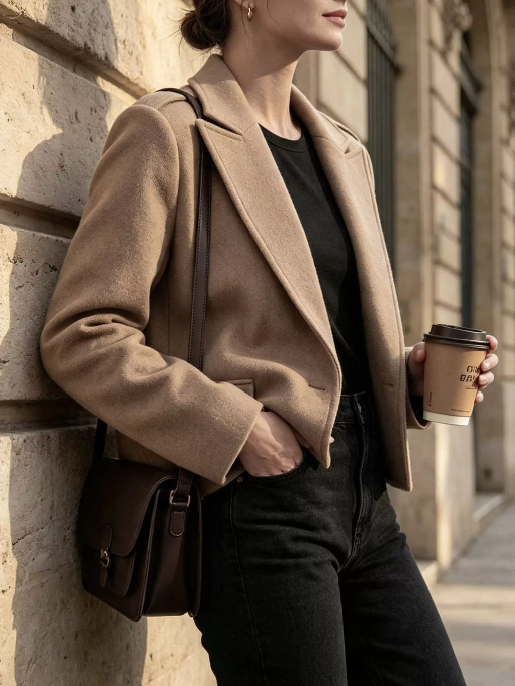 Lapel Collar Cropped Outerwear
