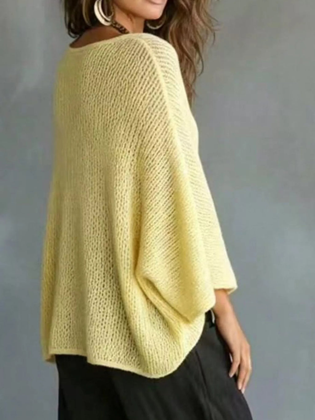 V-Neck Batwing Sleeve Sweater