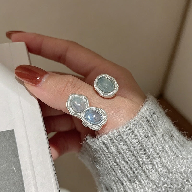 Niche Design Textured Silver-plated Matte Trendy Ring
