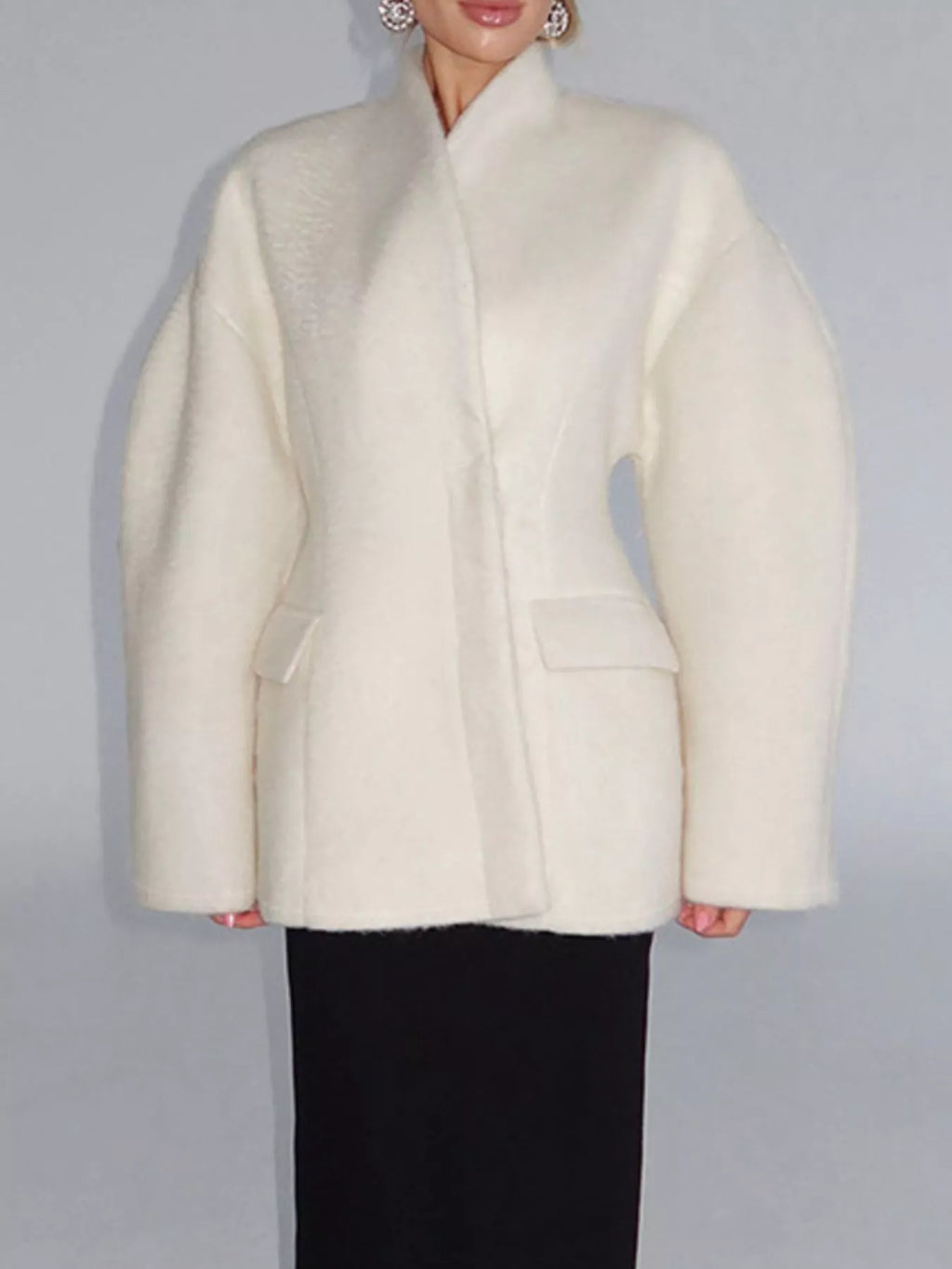 Wool-Blend Leg-of-Mutton Sleeves Outerwear