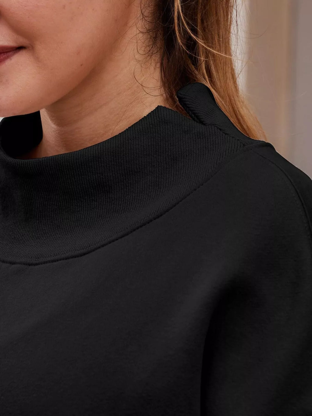Oversized Mock Neck Long Sleeve Sweatshirt