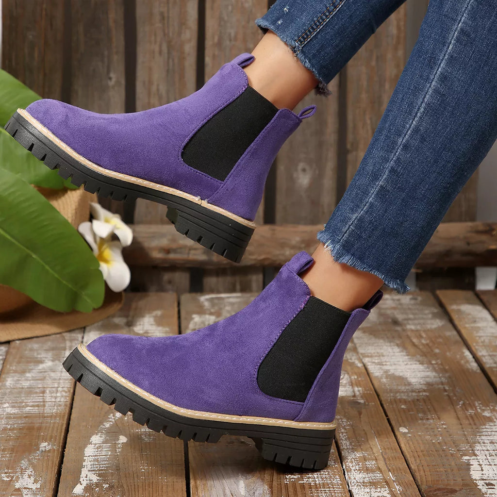 Round Toe Block Heels Boots