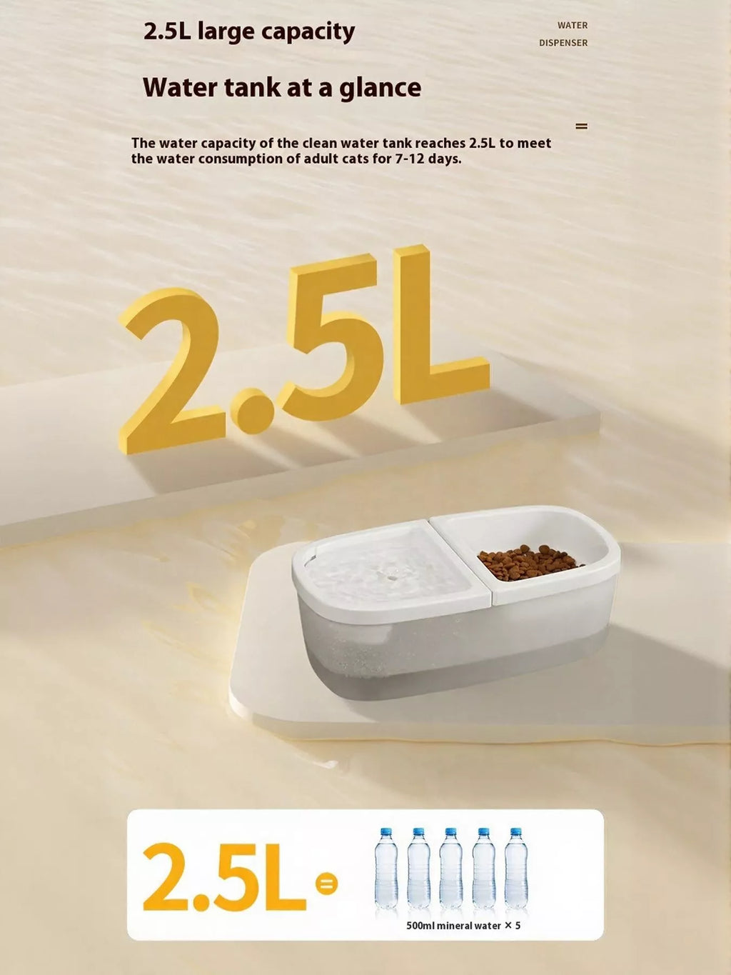 2-in-1 Automatic Water Dispenser & Food Bowl Pet Bowl