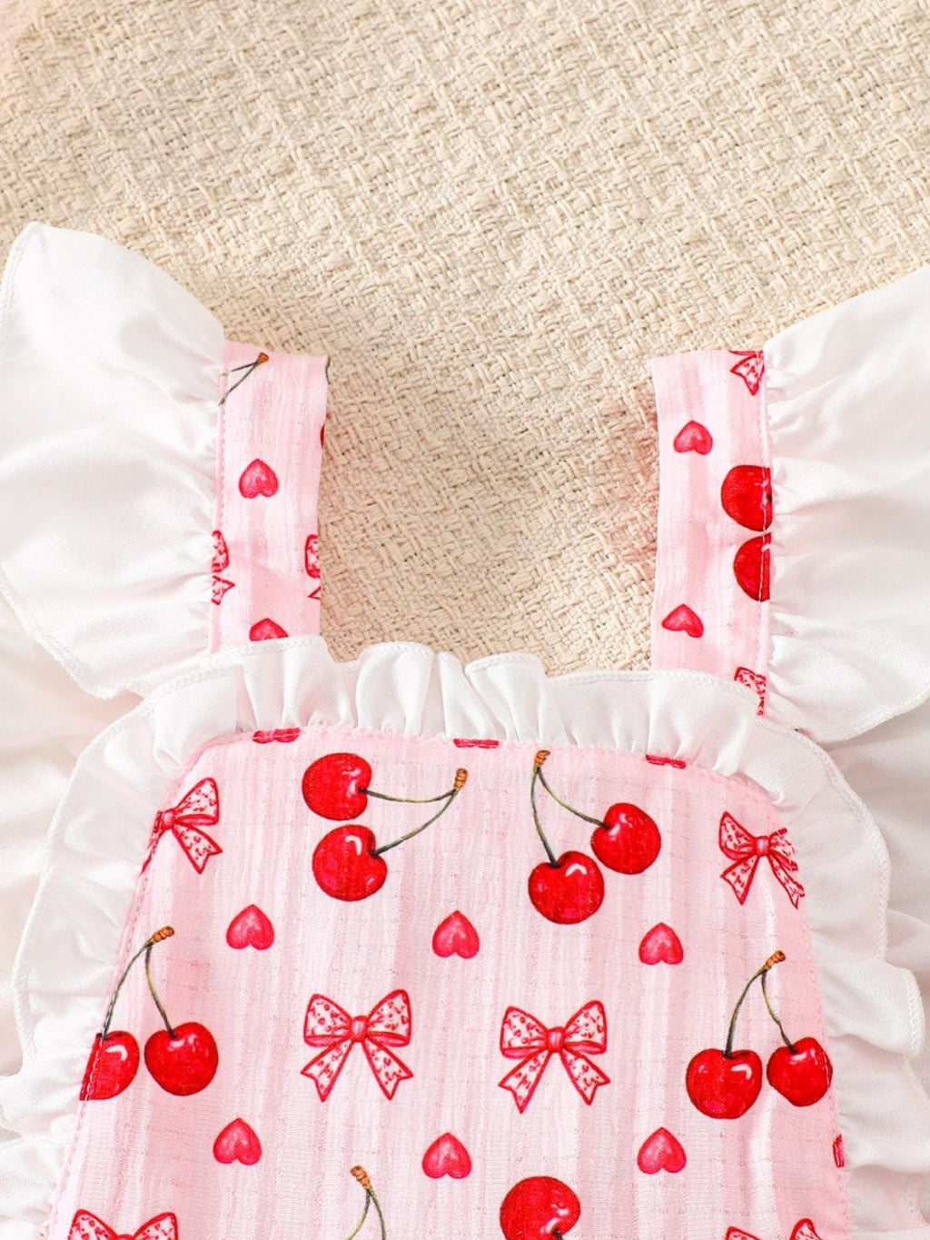 Children's Cherry Print Ruffle Trim Dress