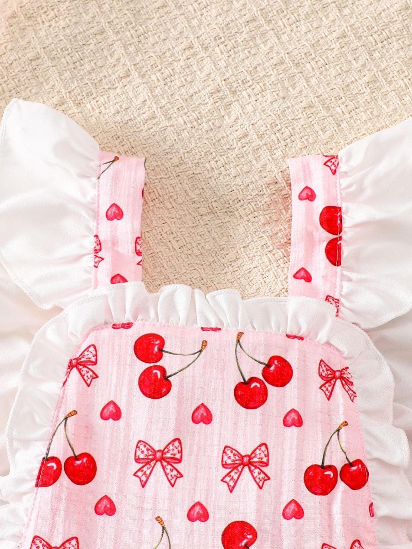 Children's Cherry Print Ruffle Trim Dress