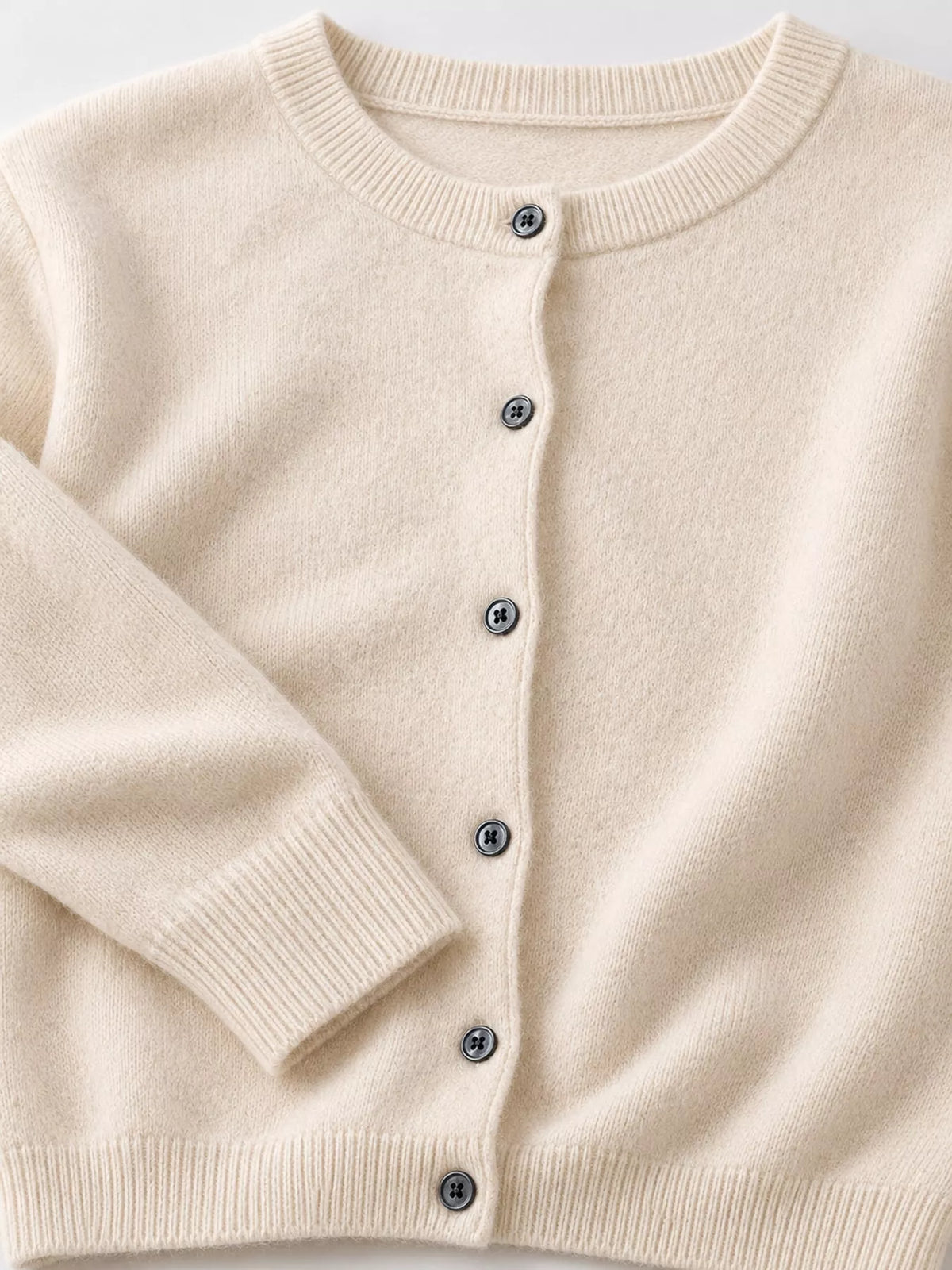 Crew Neck Button-Down Cardigan