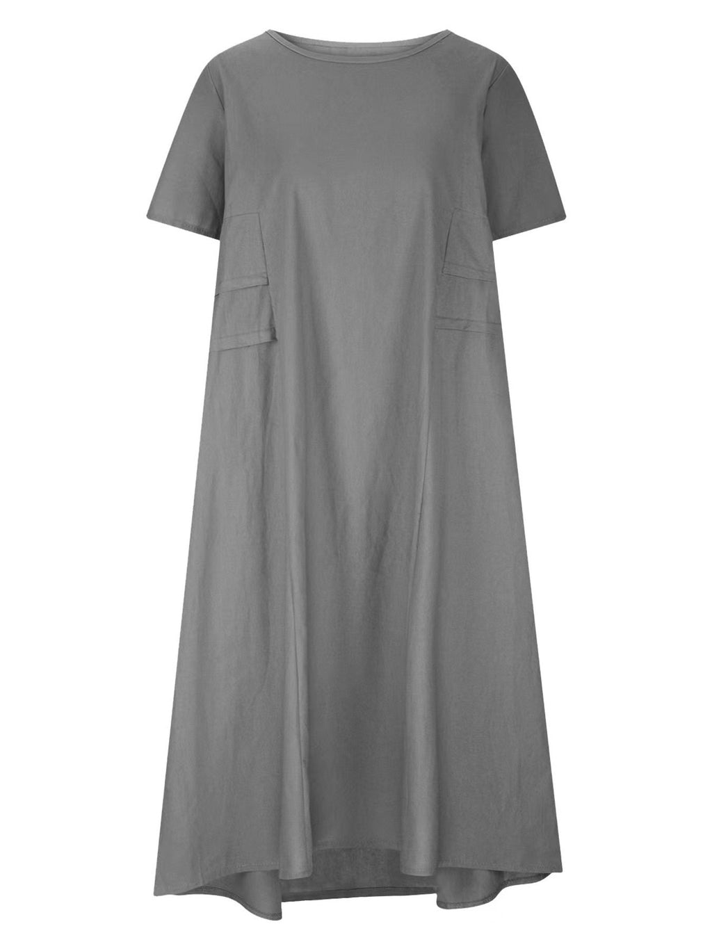 Full Size Casual Linen Blend Midi Dress Plus Size